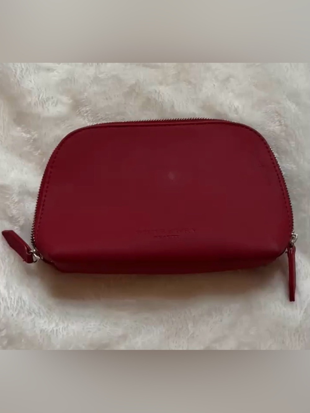 BURBERRY Prettiest Red Vegan Leather Cosmetic Case 7.5”x5” Luxury Brand Quality